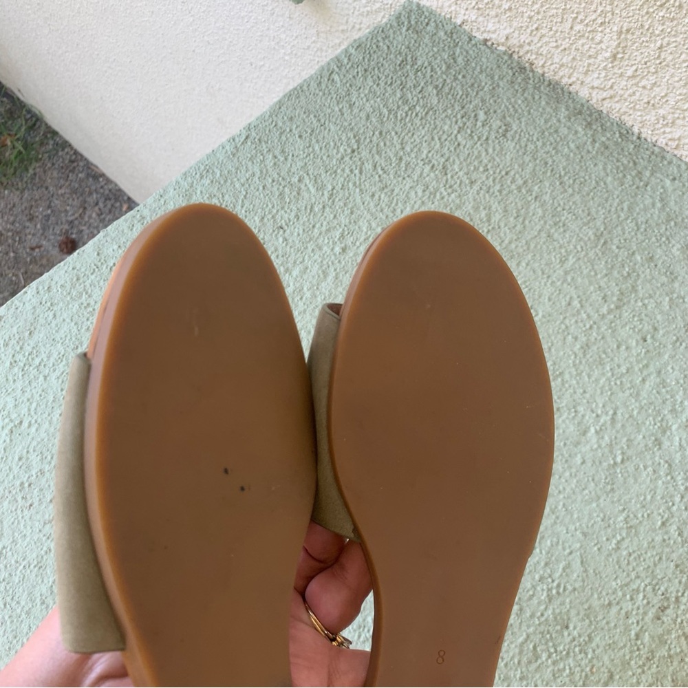 Madewell Thea Suede Leather Flat Sandals Green and Navy Blue Size 8 - Picture 8 of 9